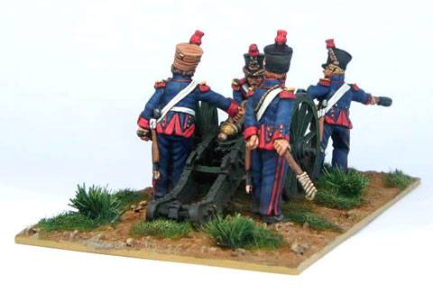 pieza de artilleria francesa del periodo napoleonico, cañon y cuatro artilleros incluidos. 