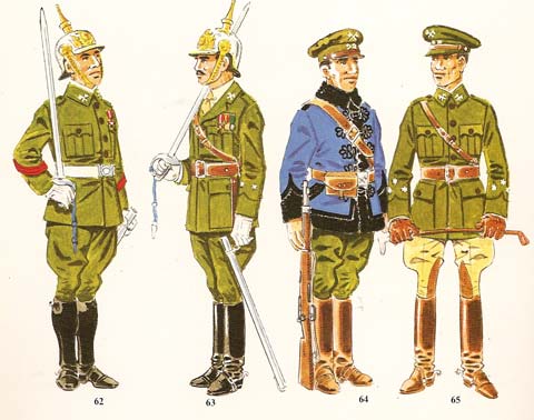 nº 62 - Cabo de cazadores en uniforme de gala en formación. 1922-31. nº 63 - Teniente en uniforme de gala en formación. 1922-26. nº 64 - Cazador en uniforme de servicio de armas. 1930-31. nº 65 - Capitan en uniforme de diario. 1926-31.