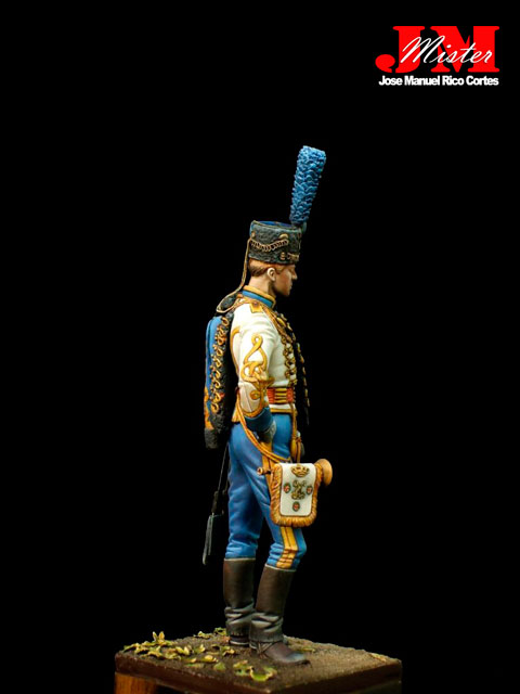 Trompeta del Regimiento de caballería Española, Húsares de la Princesa, en uniforme de gala entre 1905-1931.  