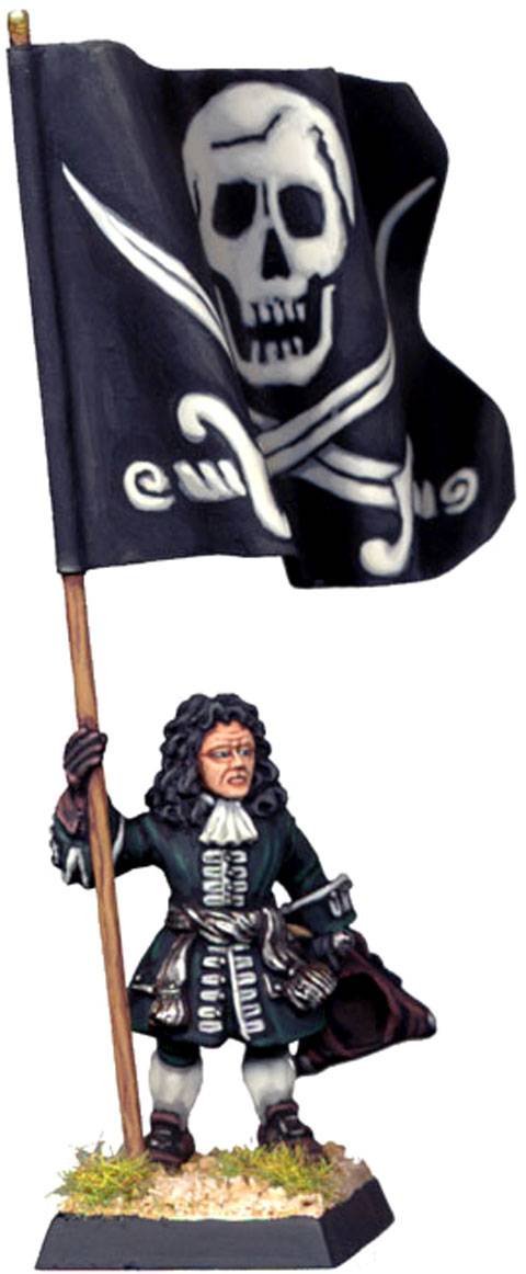 Oficial Pirata con Bandera - 28 mm.  