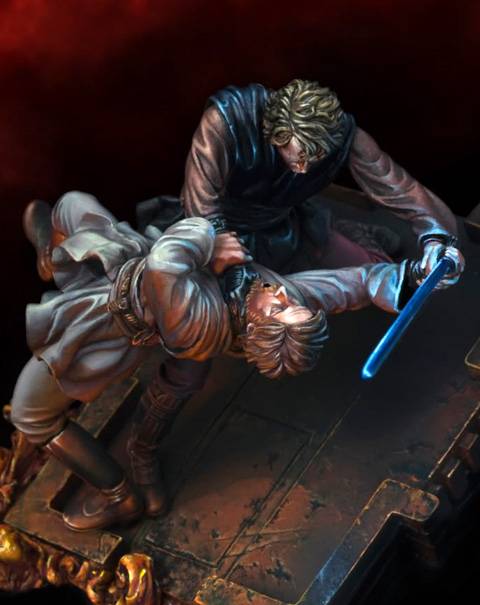 el famoso duelo entre Obi-Wan Kenobi y Anakin, maestro y discípulo, dentro de la gran saga de Star Wars.