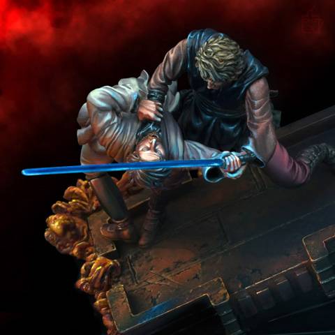 el famoso duelo entre Obi-Wan Kenobi y Anakin, maestro y discípulo, dentro de la gran saga de Star Wars.