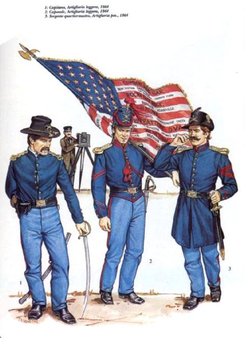 1 Capitan, Artilleria Ligera, 1864 2 Cabo, Artilleria Ligera, 1864 3 Sargento, Artilleria Pesada, 1864