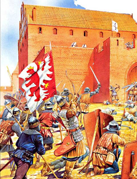 Asedio de Gilgenburg, año 1410 por los ejercitos aliados de Lituania y Polonia