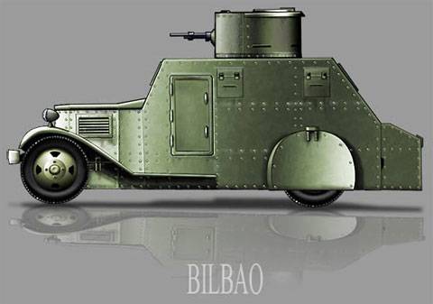 El chasis de la auto-ametralladora Bilbao pertenecía a un camión Dodge 4x2 1930, y disponía de un motor Chrysler de seis cilindros que le permitía alcanzar los 50Km./h. en carretera.