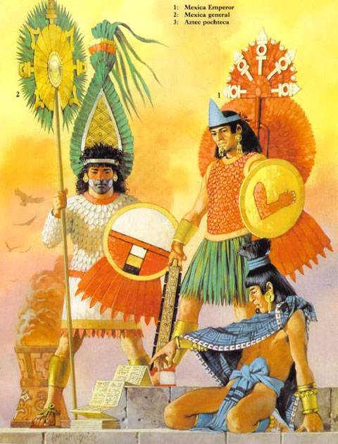 1. Emperador Mexica. 2. General Mexica . 3. Pozhteca Azteca.