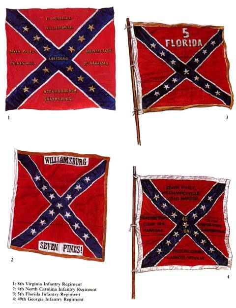 1 - 8th Virginia Infantry Regiment 2 - 4th North Carolina Infantry Regiment 3 - 5th Florida Infantry Regiment 4 - 49th Georgia Infantry Regiment