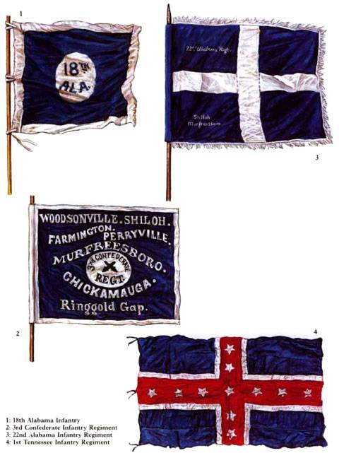 1 - 18th Alabama Infantry 2 - 3rd Confederate Infantry Regiment 3 - 22nd Alabama Infantry Regiment 4 - 1st Tennessee Infantry Regiment