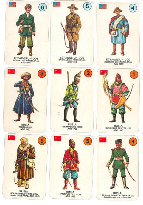 una representación de los soldados uniformados en sus distintas épocas