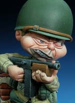 Figura a escala de 50mm en metal blanco de Miniaturas Ramirez representando a un soldado americano durante la Segunda Guerra Mundial