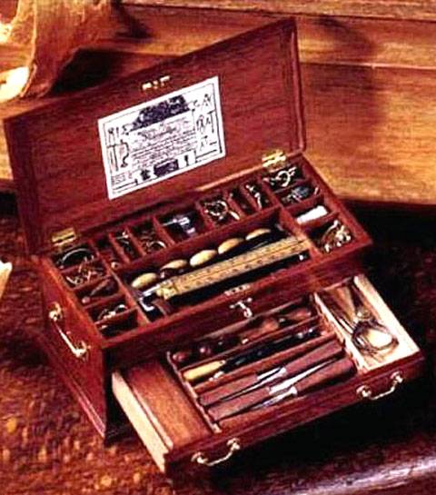 Caja de herramientas del Siglo XVIII en Miniatura