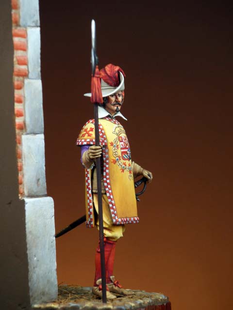 Figura a escala de 54mm representando a un Sargento de la Coronelía, Guardia del Rey Felipe IV.