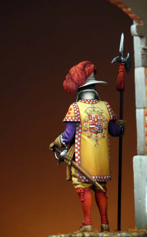 Figura a escala de 54mm representando a un Sargento de la Coronelía, Guardia del Rey Felipe IV.