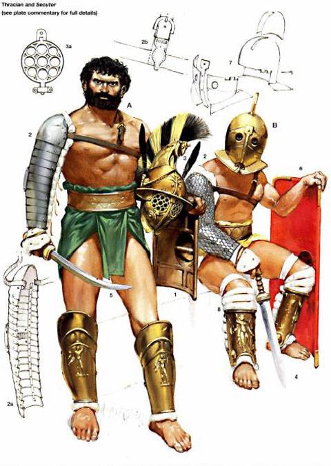 Gladiador Tracio y Gladiador Secutor