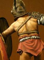 La viñeta representa la figura de un gladiador durante los juegos del Circo Romano
