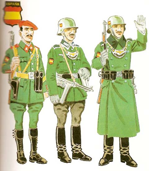 DIVISION AZUL (1941-44)   Sargento con uniforme de partida y viaje Sargento con el uniforme de la Feldgendarmerie Alemana Sargento con el uniforme de la Feldgendarmerie Alemana con capote