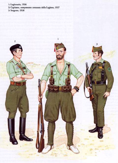 legionario, capitan y sargento de la Legion Española