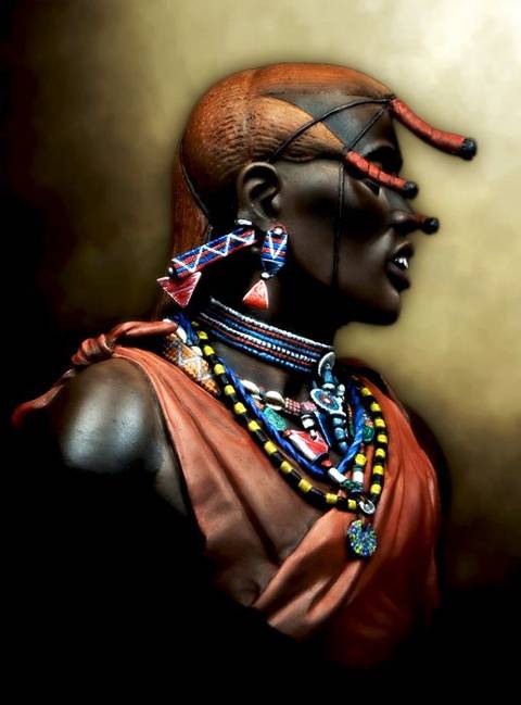 Busto de un Guerrero Masai. 