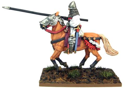 . La figura representa a un hombre de armas a caballo frances durante la batalla de Agincourt.