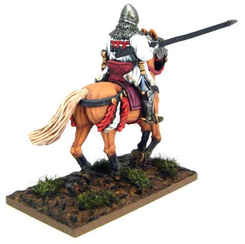 . La figura representa a un hombre de armas a caballo frances durante la batalla de Agincourt.
