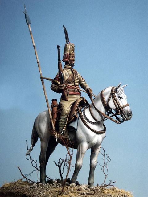 figura de un soldado indígenea askari, perteneciente al Regimiento de Lanceros de la Caballería Colonial Italiana
