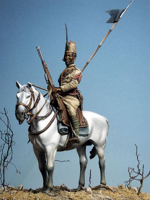 figura de un soldado indígenea askari, perteneciente al Regimiento de Lanceros de la Caballería Colonial Italiana