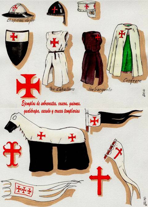 vestuario de caballeros y caballos templarios