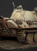 Diorama a escala 1/35 sencillo pero impactante, de un Panzer F en plena accion durante el combate