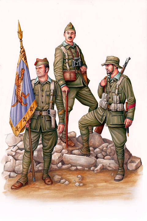Proceso de ilustración de la lámina "Legión Española - 1920"