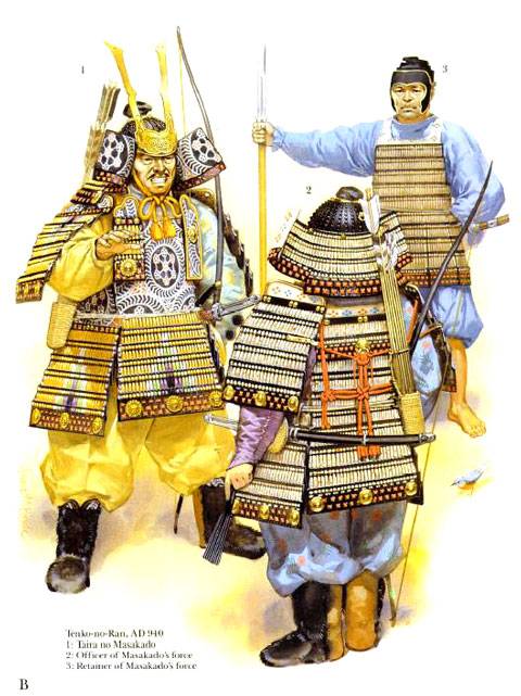 Tenko - Ran ( 940 dC. ) 1. Taira no Masakado 2.  Oficial de las fuerzas de Masakado 3. Servidor de ls fuerzas de Masakado