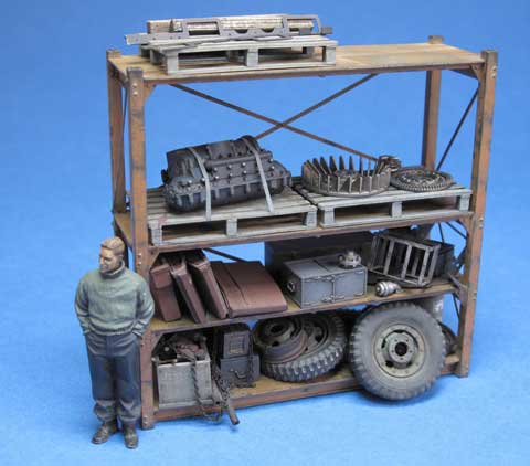 Impresionante diorama a escala 1/35 de un taller mecánico militar reutilizado por los aliados durante la Segunda Guerra Mundial. 