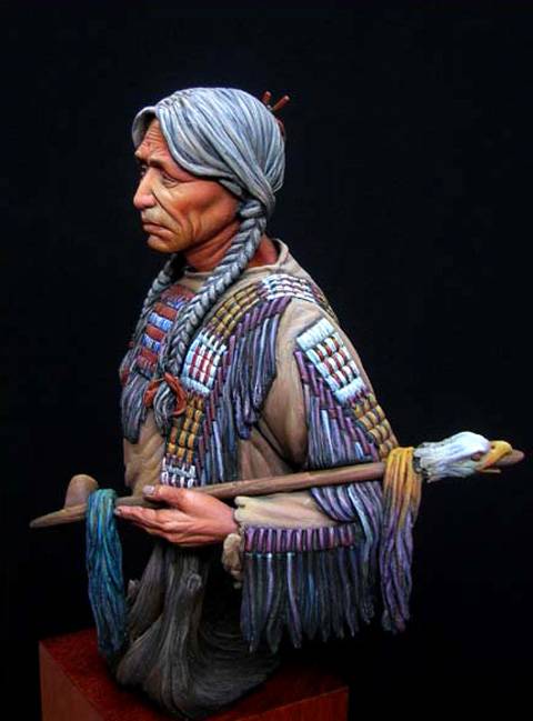 Busto de un Guerrero Indio Siux Veterano . 