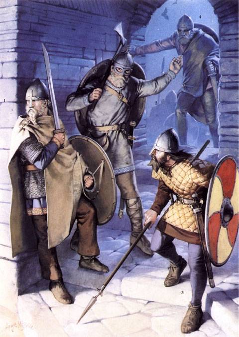 Guerreros vikingos dentro de una fortaleza - siglos IX y X 