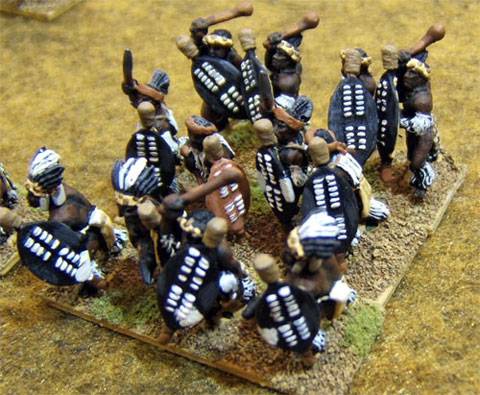 Escenas de las fuerzas Zulues en una partida de wargame. 1